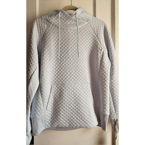 NWT te verde NYC Woman Sz M waffle quilted pullover top sky blue hoodie